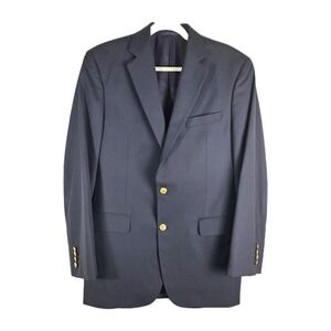 Brooks Brothers Blazer Jacket Men 40L Navy Gold Button Loro Piana 100% Wool